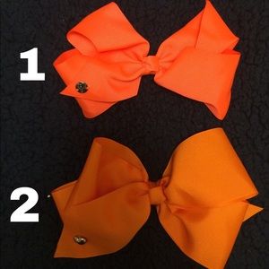 Neon orange Jojo Bow and handmade orange bow set
